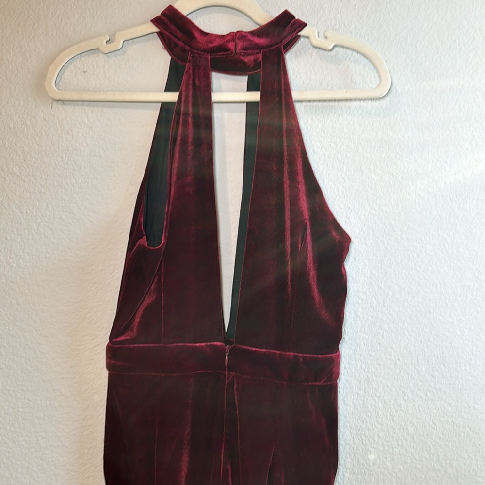 Do+Be | "Spin Me Round" Burgundy Velvet Jumpsuit | Small - Picture 7 of 10